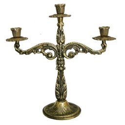Castiçal 3 Velas 30 Cm Bronze Trabalhado Decorações Igrejas Jantares - 1