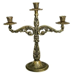 Castiçal 3 Velas 30 Cm Bronze Trabalhado Decorações Igrejas Jantares