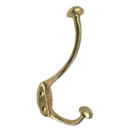 Cabide Pendurador Para Parede Dois Ganchos Em Bronze Roupas - 3