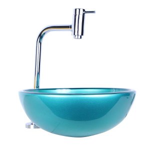 Kit Cuba Para Banheiro 30cm Verde Mar com Torneira Link e Válvula