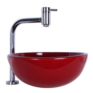 Kit Cuba para Banheiro 30cm Vermelho com Torneira Link e Válvula