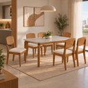 Ver imagem 1 de Conjunto de Mesa de Jantar Dublin 180 Tp MDF Laminado Canto Copo 6 Cadeiras Cleo