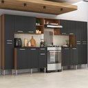 Ver imagem 1 de Armário Cozinha Modulada Completa 329,5cm Pequim Top Multimóveis Mp3767 Madeirado/preto