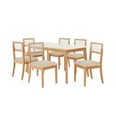 Ver imagem 4 de Conjunto Sala de Jantar Nara CSJ449CA 6 Lugares Tampo Vidro Off White com Cadeiras Linho Areia