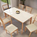 Ver imagem 5 de Conjunto Sala de Jantar Nara CSJ449CA 6 Lugares Tampo Vidro Off White com Cadeiras Linho Areia