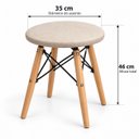 Ver imagem 2 de Banqueta Estofada Redonda Baixa 35cm Diâmetro Pés Madeira Estrutura Metálica 46cm Altura - Bege