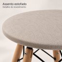 Ver imagem 5 de Banqueta Estofada Redonda Baixa 35cm Diâmetro Pés Madeira Estrutura Metálica 46cm Altura - Bege