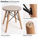 Ver imagem 3 de Banqueta Estofada Redonda Baixa 35cm Diâmetro Pés Madeira Estrutura Metálica 46cm Altura - Bege