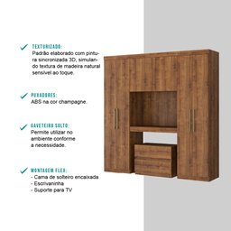 Guarda-Roupa Casal 6 Portas com Gaveteiro Porto Móveis Carraro - 5
