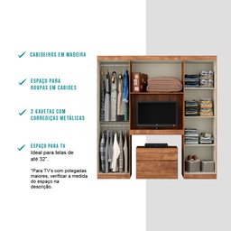 Guarda-Roupa Casal 6 Portas com Gaveteiro Porto Móveis Carraro - 6