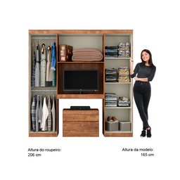 Guarda-Roupa Casal 6 Portas com Gaveteiro Porto Móveis Carraro - 7