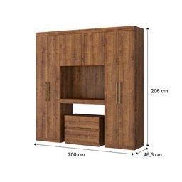 Guarda-Roupa Casal 6 Portas com Gaveteiro Porto Móveis Carraro - 4