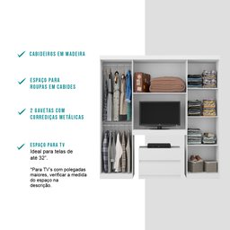 Guarda-Roupa Casal 6 Portas com Gaveteiro Porto Móveis Carraro - 4