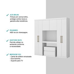 Guarda-Roupa Casal 6 Portas com Gaveteiro Porto Móveis Carraro - 3