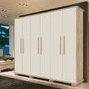 Ver imagem 1 de Roupeiro Casal 6 portas 6 gavetas 100% MDF Marajó Teka/OffWhite Fenix