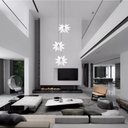 Ver imagem 4 de Lustre Pendente Para Sala Pé direito Duplo Trio Star Branco