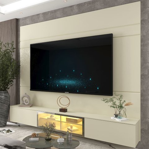 Home para TV 217 Luminare LED Reflecta 100% MDF Off White - Gelius