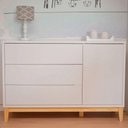 Ver imagem 1 de Cômoda Infantil Retrô Amor Perfeito com 1 Porta - Branco/Natural