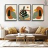Conjunto Kit 3 Quadros Decorativos Quarto Sala Abstrato Tons Terrosos Bariloche Grande - 1