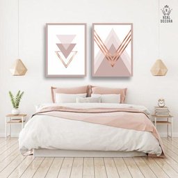 Conjunto Kit 2 Quadros Decorativos Quarto Romantico Nude Rose Grande - 1 Conjunto Kit 2 Quadros Decorativos Quarto Romantico Nude Rose Grande - 1