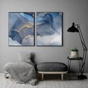 Ver imagem 1 de Conjunto Kit 2 Quadros Decorativos Sala Quarto Abstrato Azul e Cinza Hematita Grande