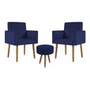 Ver imagem 1 de Kit 2 Poltronas Decorativa Sala Nina com Puff Balaqui Decor Cor:azul Marinho