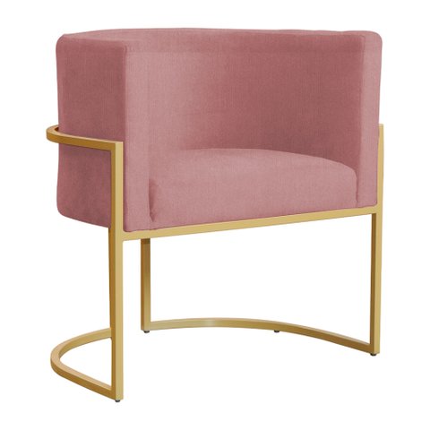 Poltrona Decorativa Sala de Estar Luana Base Gold Suede