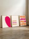 Ver imagem 1 de Kit 3 Quadros Decorativos More Amor Rosa e Laranja Moderno