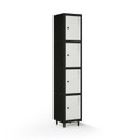 Ver imagem 1 de Armário Roupeiro Locker Guarda-Volume de Aço 4 Portas Pequenas com Fecho para Cadeado Vestiário Academia Cinza/Preto