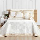 Ver imagem 1 de Kit Cobre Leito Colcha Nuance Queen 06 Peças Percal 200 Fios 100% Algodão Bordado - Off White