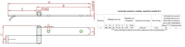 Kit Dobradiça Chumbar N-1 20cm 1 Haste Porta Portão Porteira Preto - 3