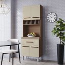 Ver imagem 1 de Armário Paneleiro Vitória para Cozinha 4 Portas 1 Gaveta Moblis: Savana Off White