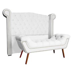 Conjunto Sienna Cabeceira e Recamier King 195 Cm Suede Branco - DL DECOR - 1