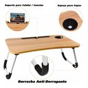 Ver imagem 3 de Mesa Suporte para Notebook Mdf Multiuso Dobrável Cama Sofá:marrom