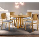 Ver imagem 1 de Conjunto Sala de Jantar Vitoria 4 Lugares Mesa Redonda 1,2m e 4 Cadeiras Madeira Maciça Móveis Mundi