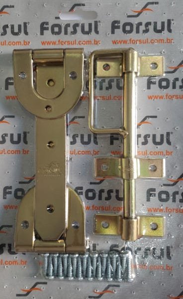 Kit Para Portão N-2 Forsul (dobradiça Ferradura + Ferrolho) Dourado