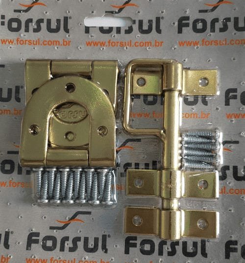 Kit para Portão N-5 Forsul (dobradiça Borboleta+ferrolho) Dourado