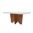 Ver imagem 1 de Mesa para Cozinha Nevada + Tampo Madeirado Vidro Reto 180x90cm Off White/imbuia-vidro Off White -