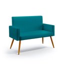 Ver imagem 2 de Kit Poltrona Namoradeira e 2 Poltronas Vega com Puff Quasar Suede Azul Turquesa Aradecor