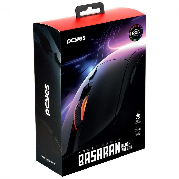 Mouse Gamer Pcyes Basaran Black Vulcan - 12400 Dpi - Rgb - 6 Botoes - Pmgbrbv - 13