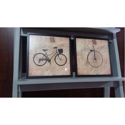 Quadro Bicicleta 32 X 32 Retrô Vintage Decoração - Preto e bege - Preto - 4
