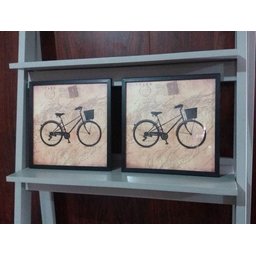 Quadro Bicicleta 32 X 32 Retrô Vintage Decoração - Preto e bege - Preto - 2