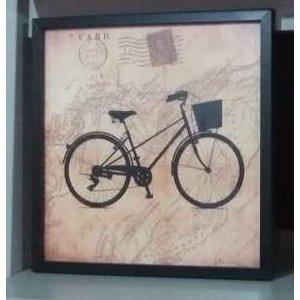 Quadro Bicicleta 32 X 32 Retrô Vintage Decoração - Preto e bege - Preto