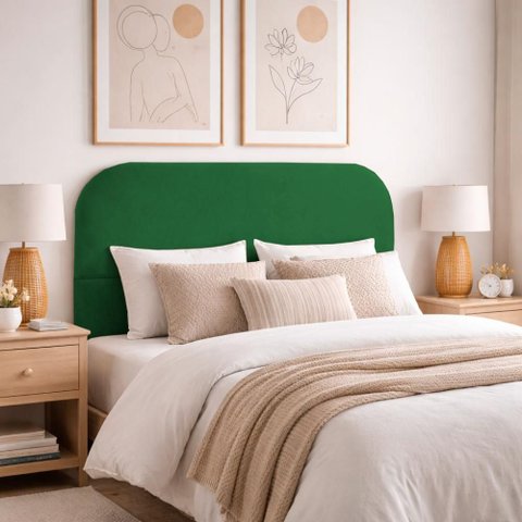 Cabeceira Cama Box Queen 1,60m Orgânica Luma Suede Verde
