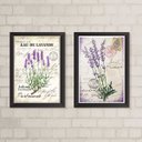 Ver imagem 2 de Kit 2 Quadros Lavanda Provençal Vintage 24x18cm - com vidro:Madeira preta