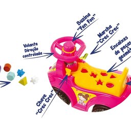 Carrinho Andador Interativo Peças Geométricas Princesa Rosa - 4