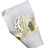 Porta guardanapo em Couro Sintético Feliz Natal Dourado Kit 30 pçs - 1