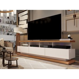 Rack Bancada para TVs Até 75 Polegadas Vivare Off White/Freijó - 3