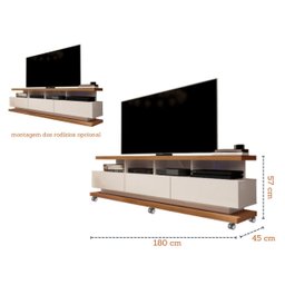 Rack Bancada para TVs Até 75 Polegadas Vivare Off White/Freijó - 4
