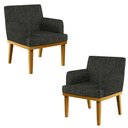 Ver imagem 1 de Kit 2 Poltronas Decorativas Vitória W01 Linho Grafite - Mpozenato